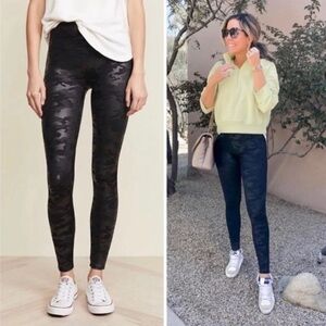 SPANX Faux‎ Leather Matte Black Camo Leggings